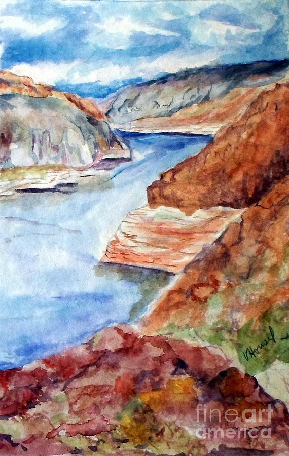 Veiw at Hoover Dam  Painting by Vicki  Housel