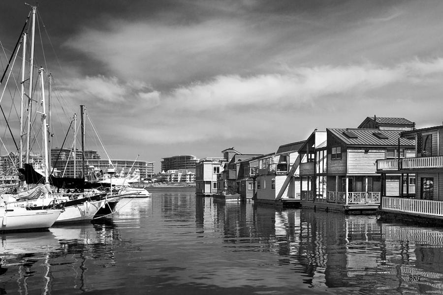 Veiw Of Marina In Victoria British Columbia Black And White Photograph by Ben and Raisa Gertsberg