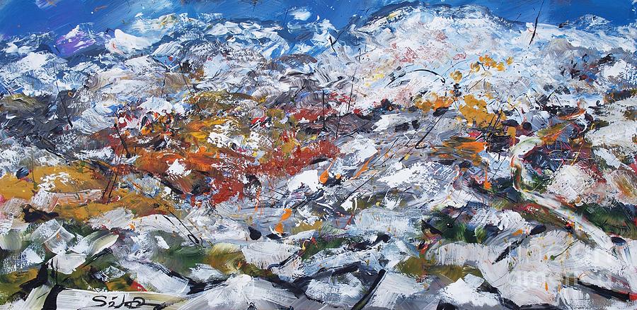 Mountain Landscape Painting - Velebit Mountain Abstract by Lidija Ivanek - SiLa