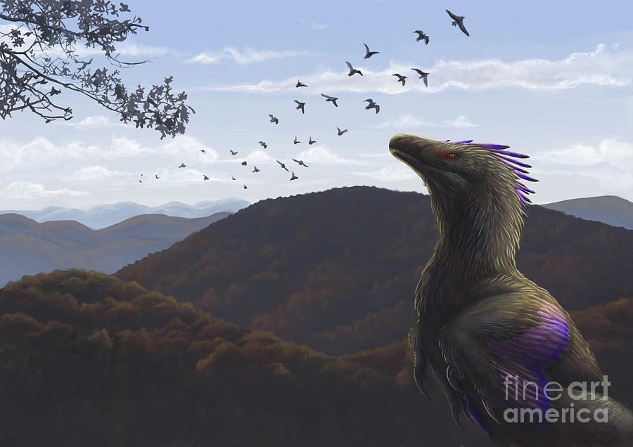 Velociraptor In An Autumn Landscape Digital Art By Emily Willoughby