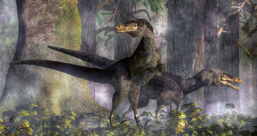 Velociraptors Hunting Digital Art by Daniel Eskridge