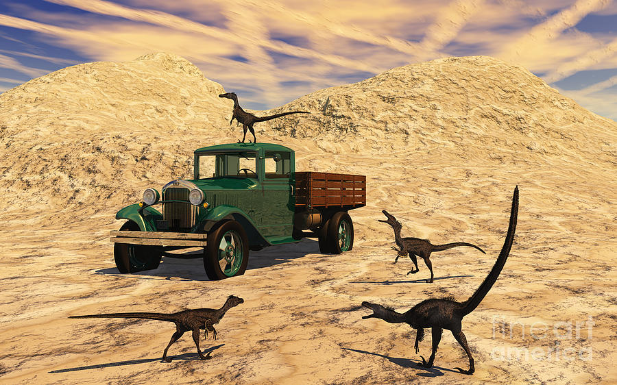 Velociraptors React Curiously Digital Art by Mark Stevenson