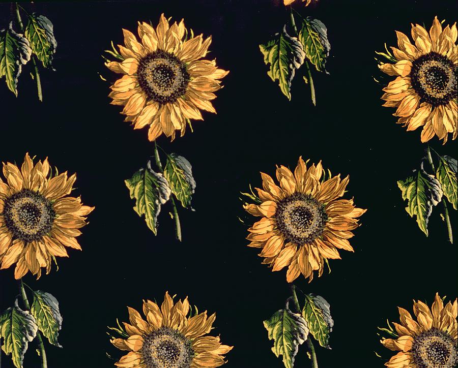 Sunflower Drawing - Velours Au Sabre Silk Decoration Of Sunflowers By Maison Ogier And Duplan, Lyon 1894 Textile by French School