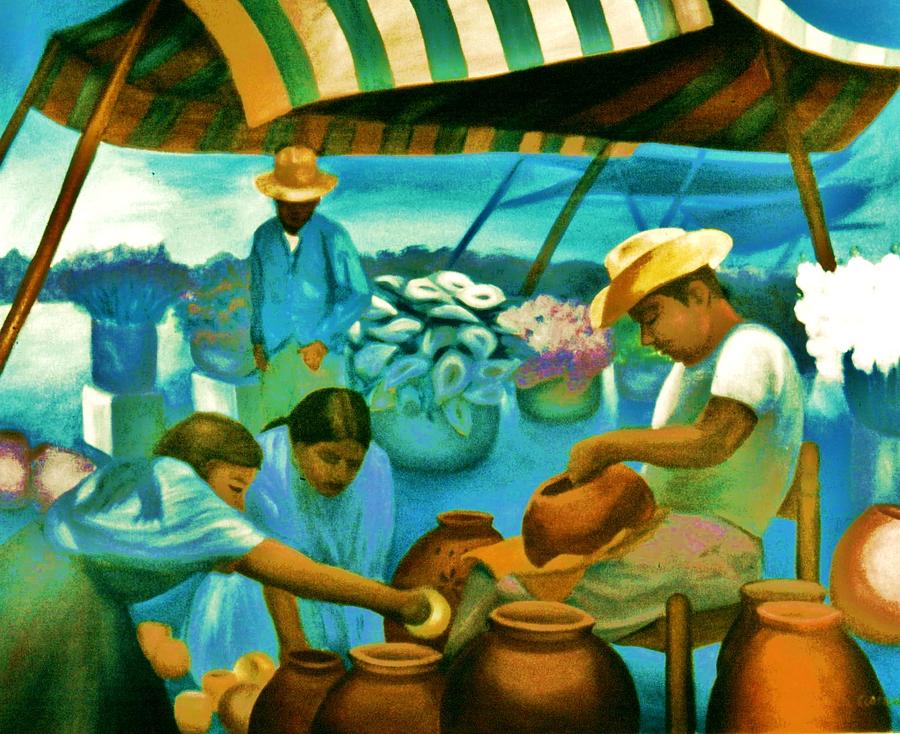 Vendors Painting by Clotilde Espinosa