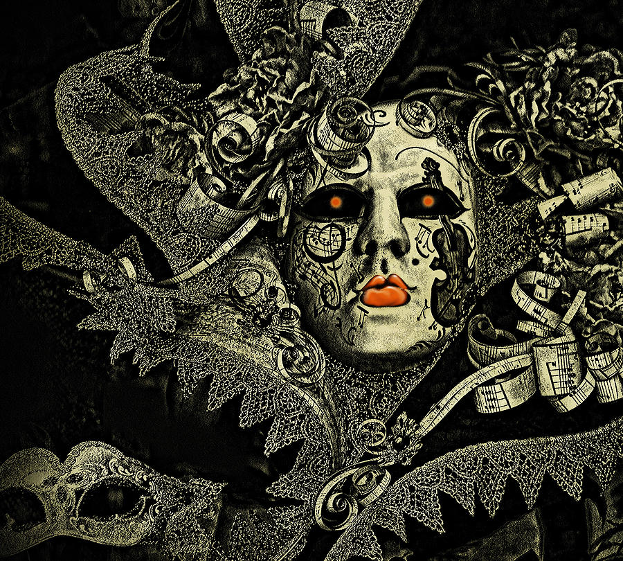 Halloween Photograph - Venetian Alien dark and spooky mask by Luisa Vallon Fumi