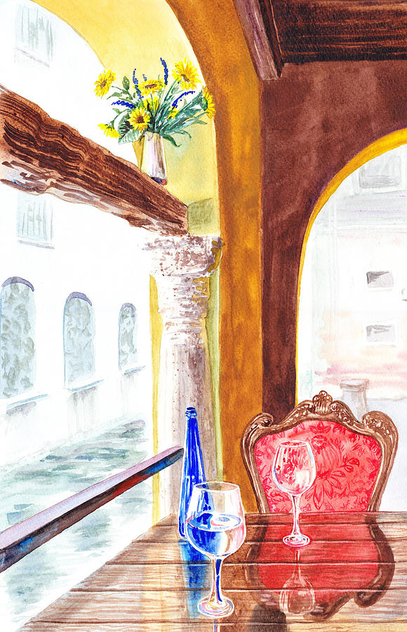 Venetian Cafe Painting by Irina Sztukowski
