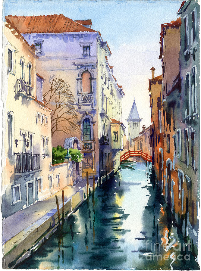 Venetian Canal V Painting by Maria Rabinky