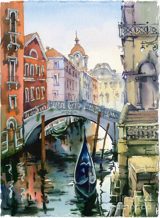 Venetian Canal VI Painting by Maria Rabinky
