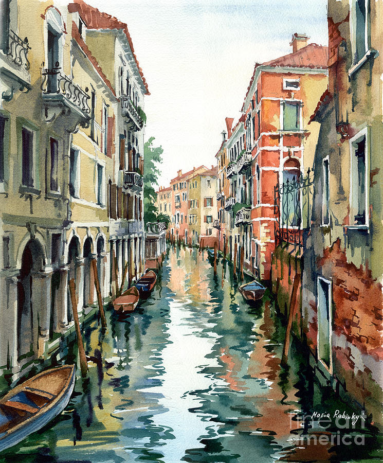 Venetian Canal VII Painting by Maria Rabinky