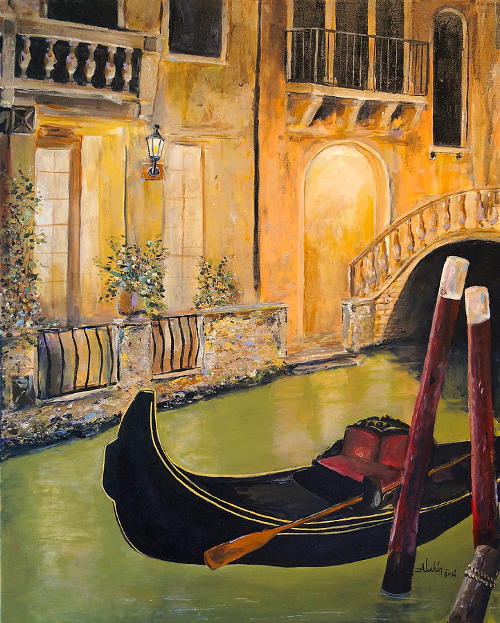 Boat Painting - Venetian Evening by Alan Lakin