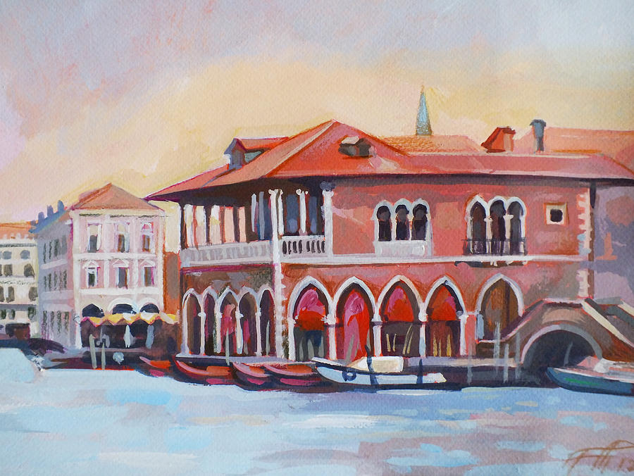 Venetian Fish Market Painting by Filip Mihail