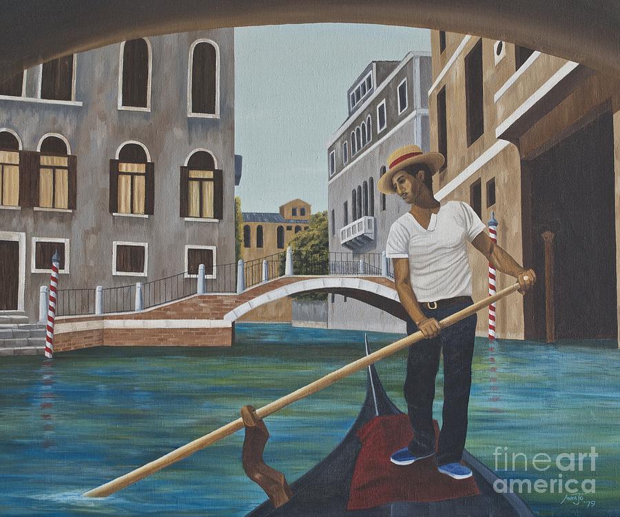 Transportation Painting - Venetian Gondolier by AnnaJo Vahle