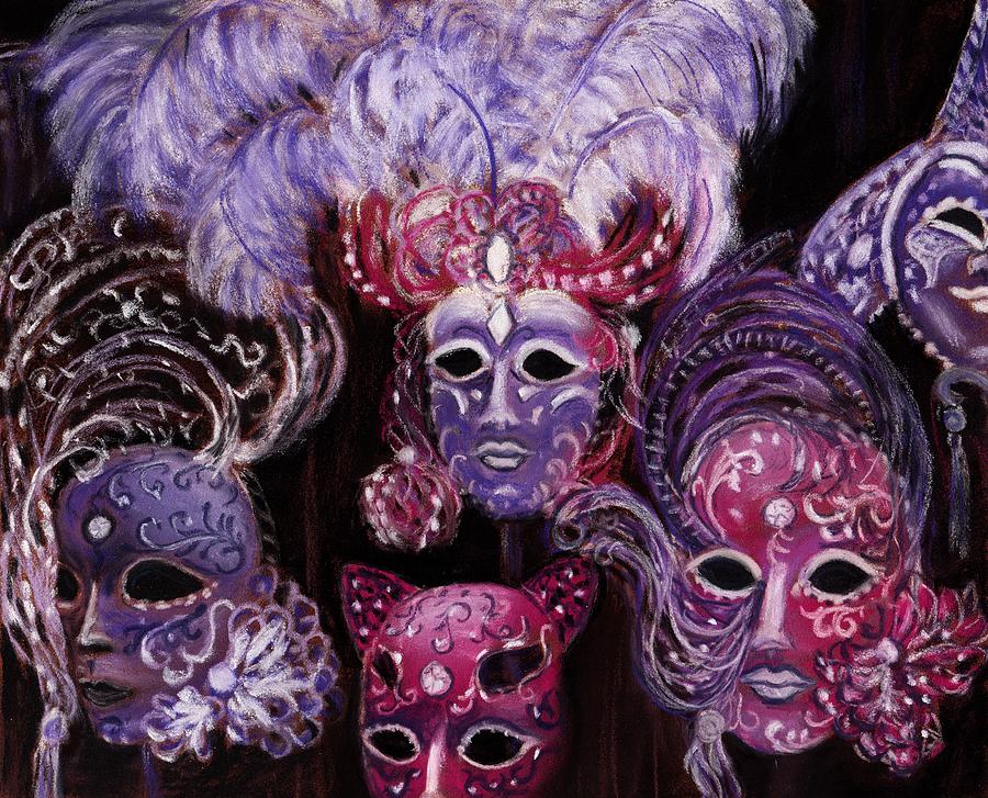 Cat Painting - Venetian Masks by Anastasiya Malakhova