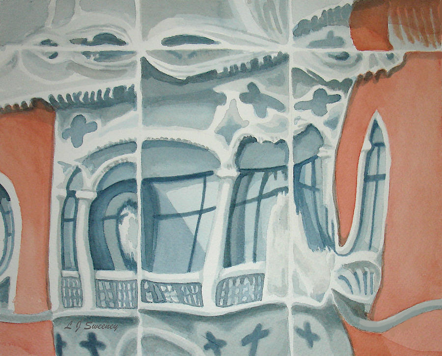 City Scene Painting - Venetian Palace Funhouse Reflection by Lauren Sweeney