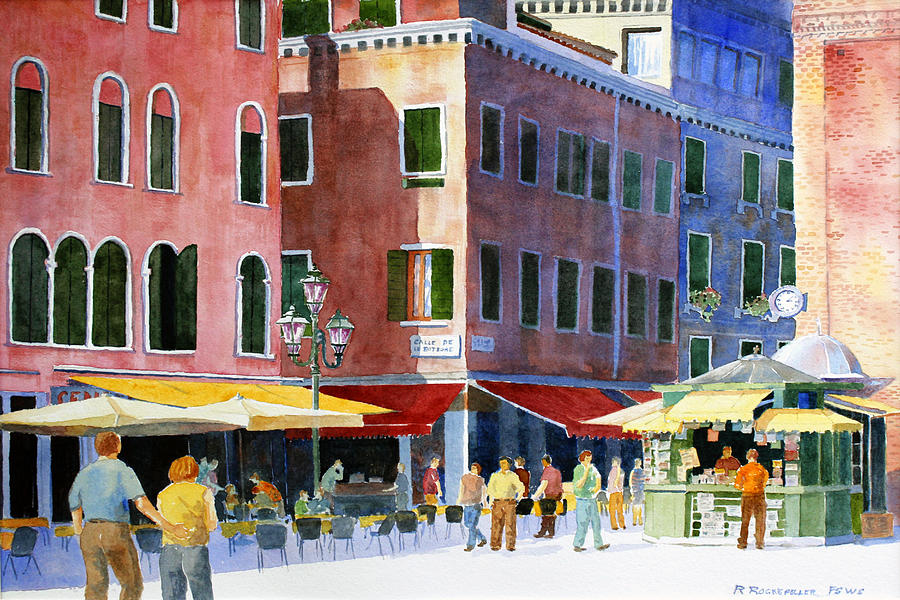Venetian Piazza Painting by Roger Rockefeller