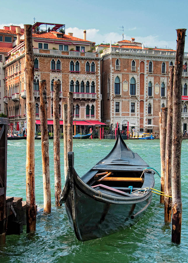Venetian Typical Boat  Gondola In Harbor Photograph by Sebastian Condrea