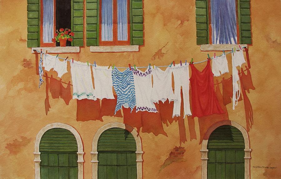 Venetian Washday Painting by Mary Ellen Mueller Legault