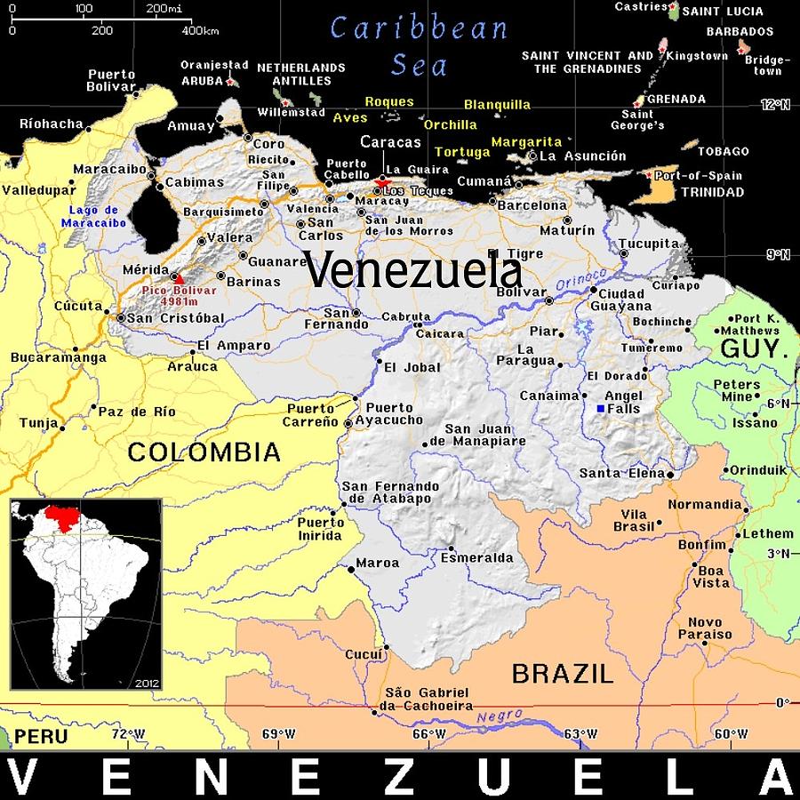Venezuela Exotic Map Mixed Media by Florene Welebny