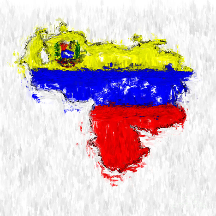 Impressionism Painting - Venezuela Painted Flag Map by Antony McAulay