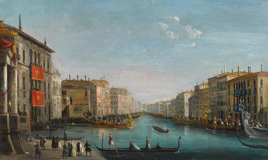 Venice Painting - Venice. a View of the Grand Canal from the Palazzo Balbi by Giuseppe Bernardino Bison