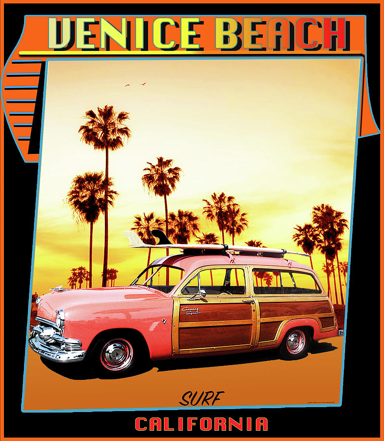 Surfing Venice Beach California Digital Art by Larry Butterworth