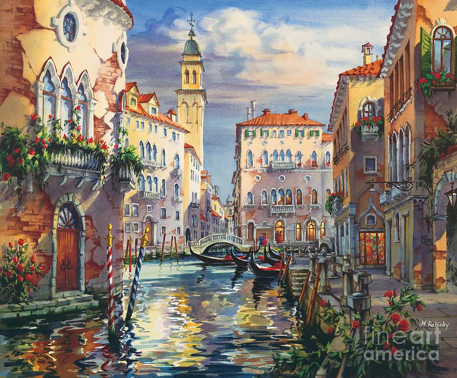 Venice before sunset Painting by Maria Rabinky