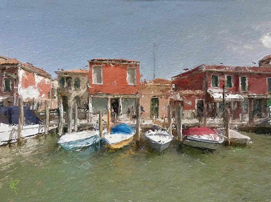 Venice Boats Mixed Media by Russell Pierce