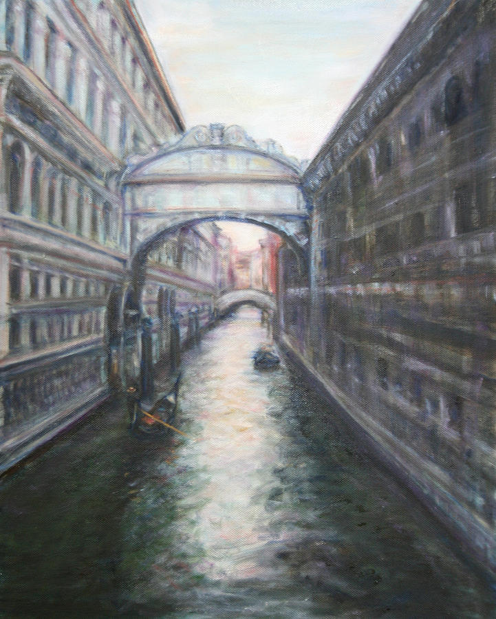 Venice Bridge of Sighs - Original Oil Painting Painting by Quin Sweetman