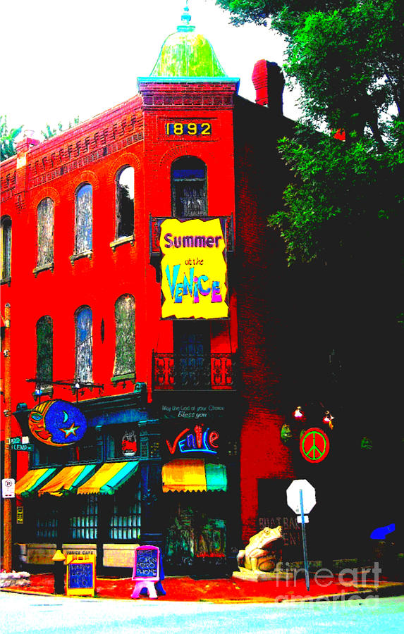 Venice Cafe Painted and Edited Photograph by Kelly Awad