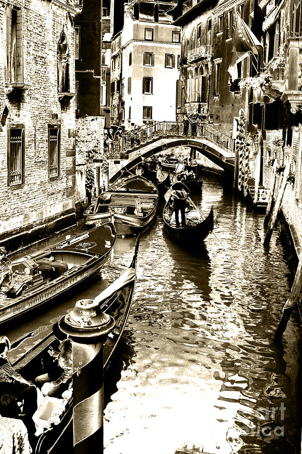 Venice Canal BW Photograph by Timothy Hacker