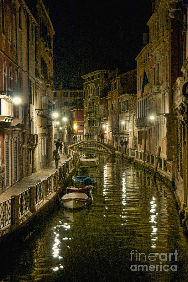 Venice Canal by Night Photograph by Crystal Nederman