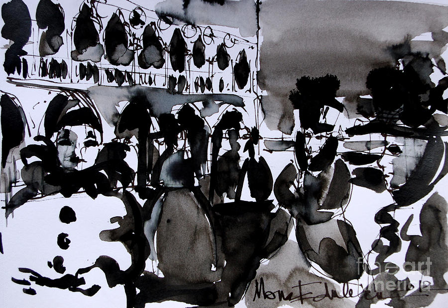 Black And White Painting - Venice Carnival 3 by Mona Edulesco