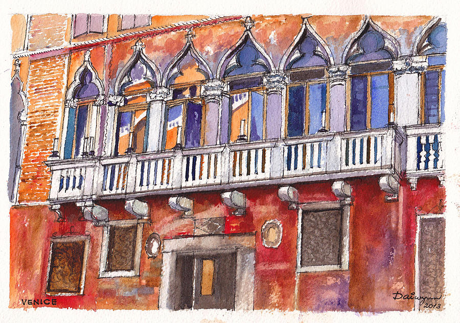 Venice Colourful Facade Painting by Dai Wynn