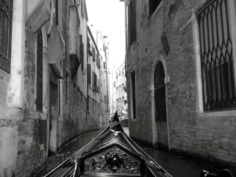 Venice Gondola Black and White Photograph by Teresa Tilley