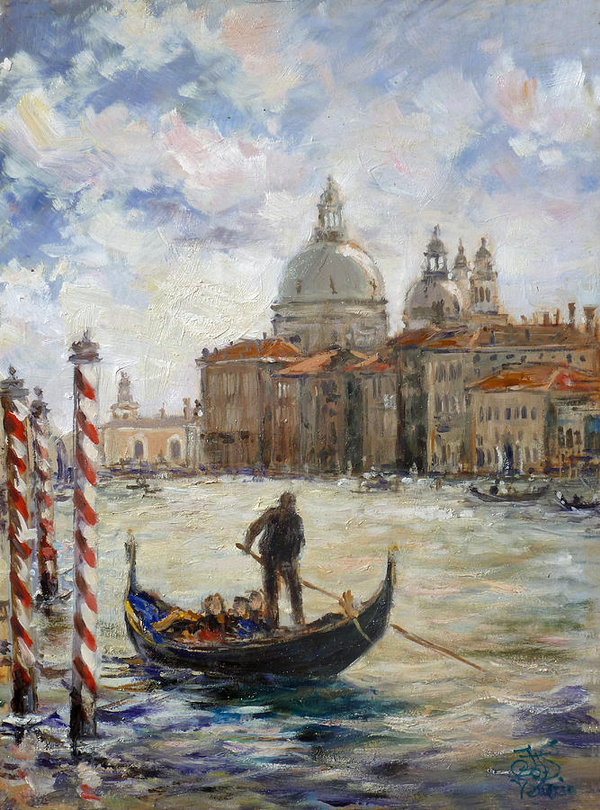 Venice - Gondola on Grand Canal Painting by Irek Szelag