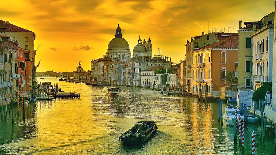 Golden Venice 3 Hdr - Italy Photograph