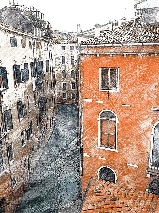 Architecture Drawing - Venice In Pastel Colors by Corina Daniela Obertas