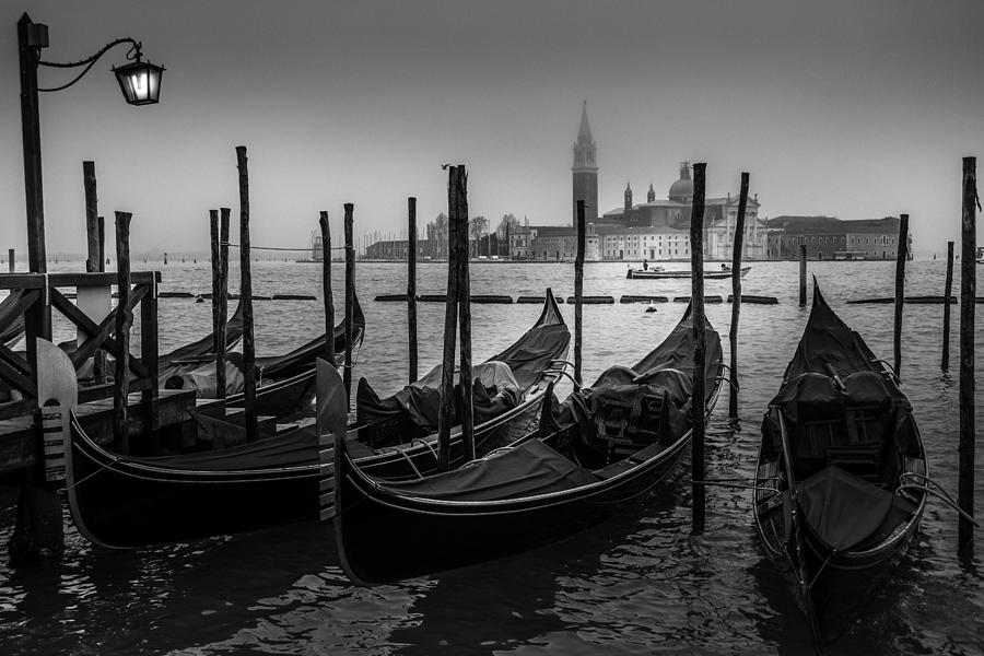 Venice Italy - Gondolas In Front Of San Giorgio Maggiore Island Photograph