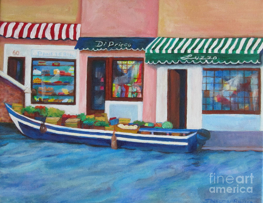 VENICE ITALY Canal Boat Painting by Sharon Nelson-Bianco