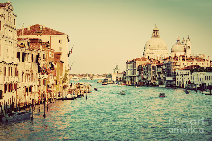Venice Italy  Grand Canal in vintage style Photograph by Michal Bednarek