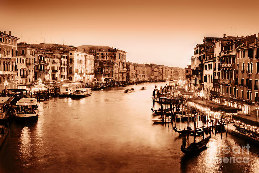 Venice Italy in gold vintage mood Photograph by Michal Bednarek