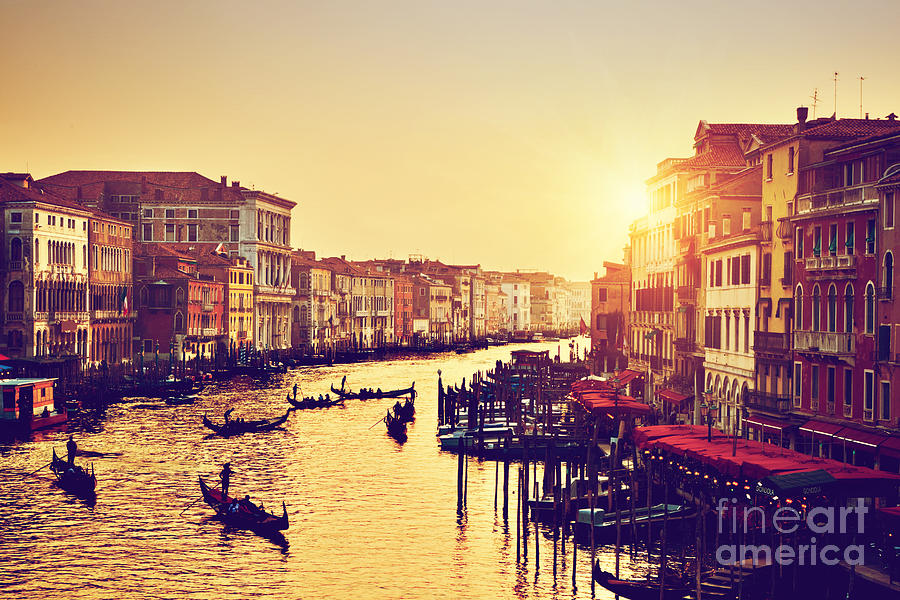 Venice Italy in vintage sunset mood Photograph by Michal Bednarek