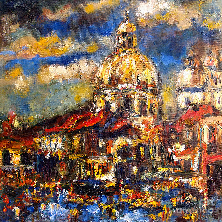Venice Italy Sparkling at Sunset Painting by Ginette Callaway