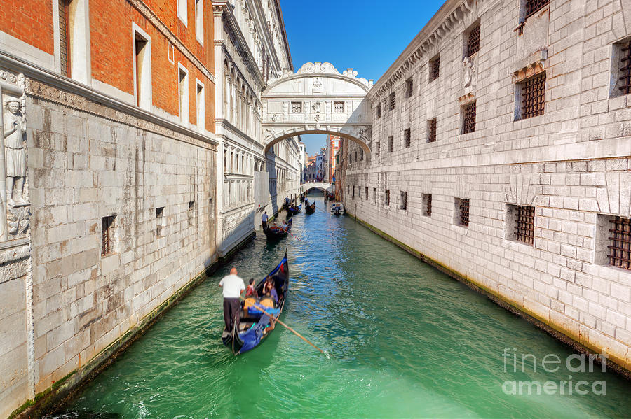 Venice Italy The Bridge of Sighs and gondola Photograph by Michal Bednarek