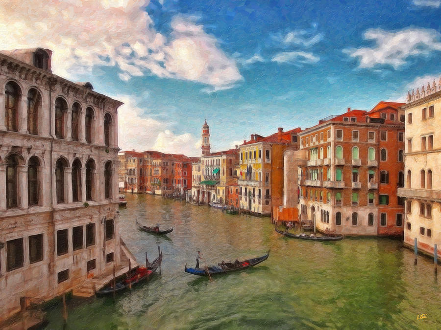 Gondolas traveling on a Venetian Canal - Itl2983 Painting by Dean Wittle