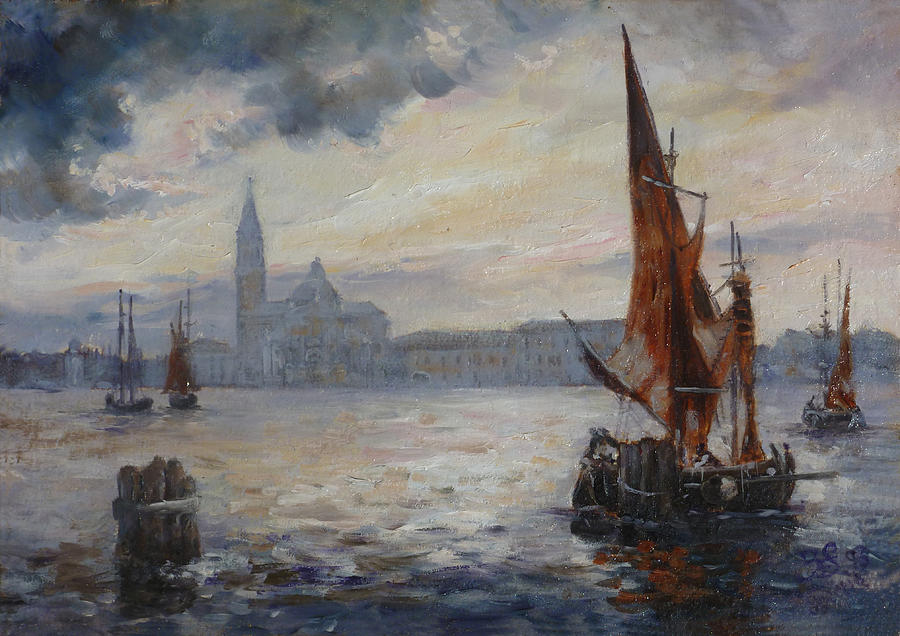 Venice - San Giorgio after rain Painting by Irek Szelag
