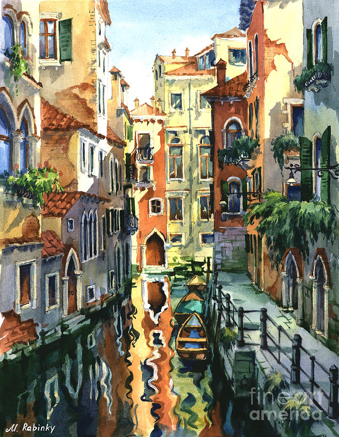 Venice Sunny Alley Painting by Maria Rabinky