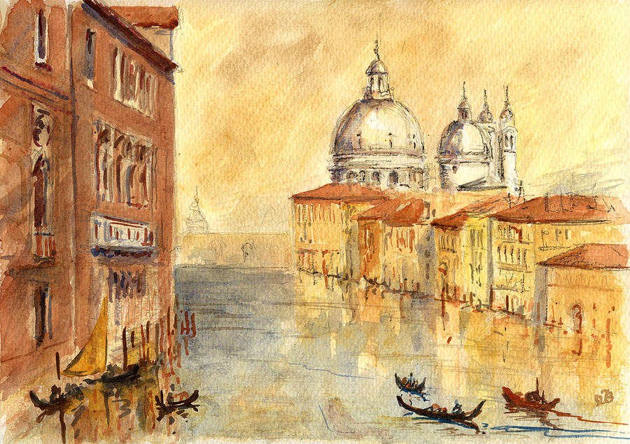 City Painting - Venice Sunset by Juan  Bosco