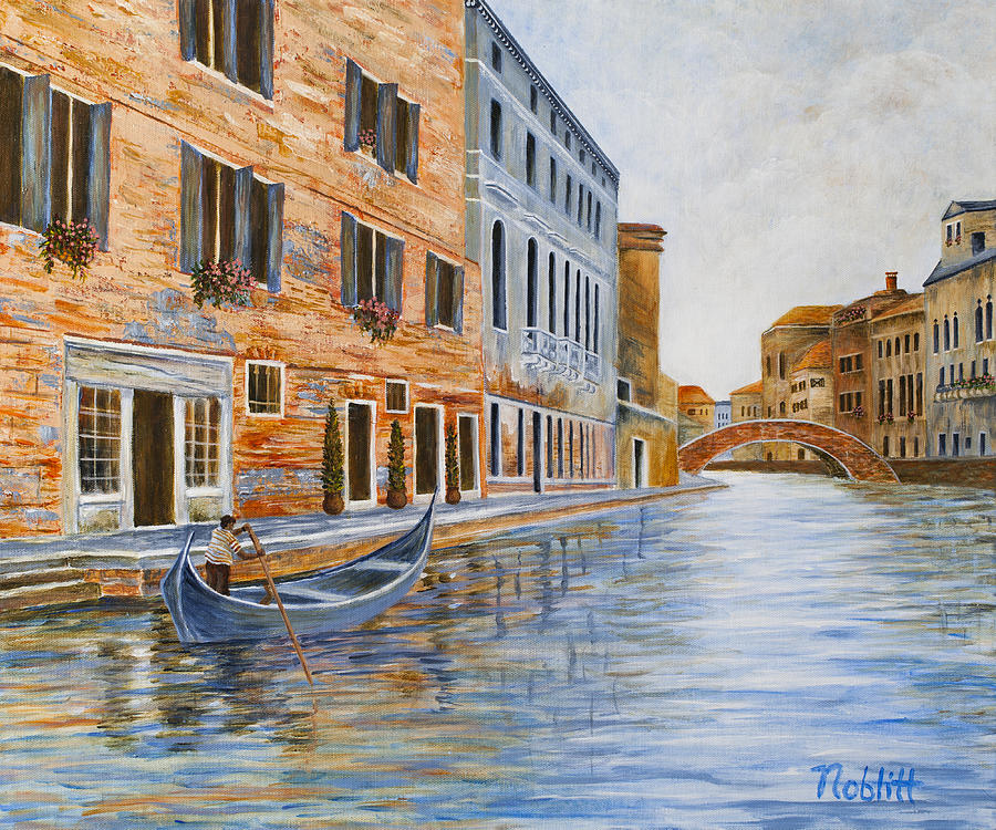 Bridge Painting - Venice sunset by Paula Noblitt
