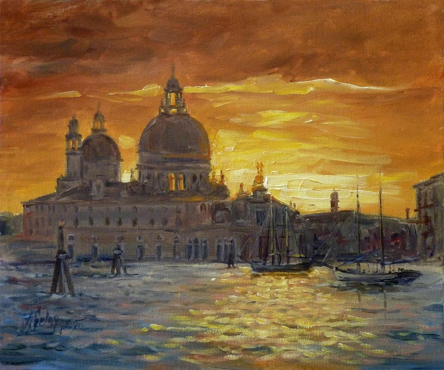 Venice Sunset - Santa Maria della Salute Painting by Irek Szelag